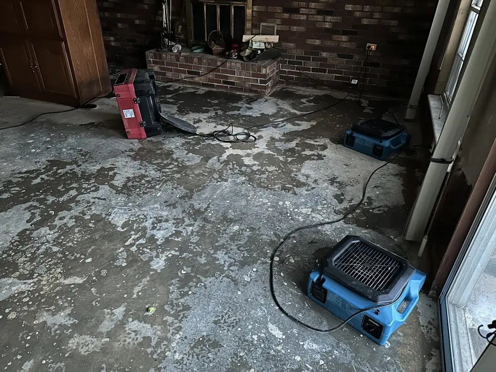 Restoration equipment on a Fort Worth job