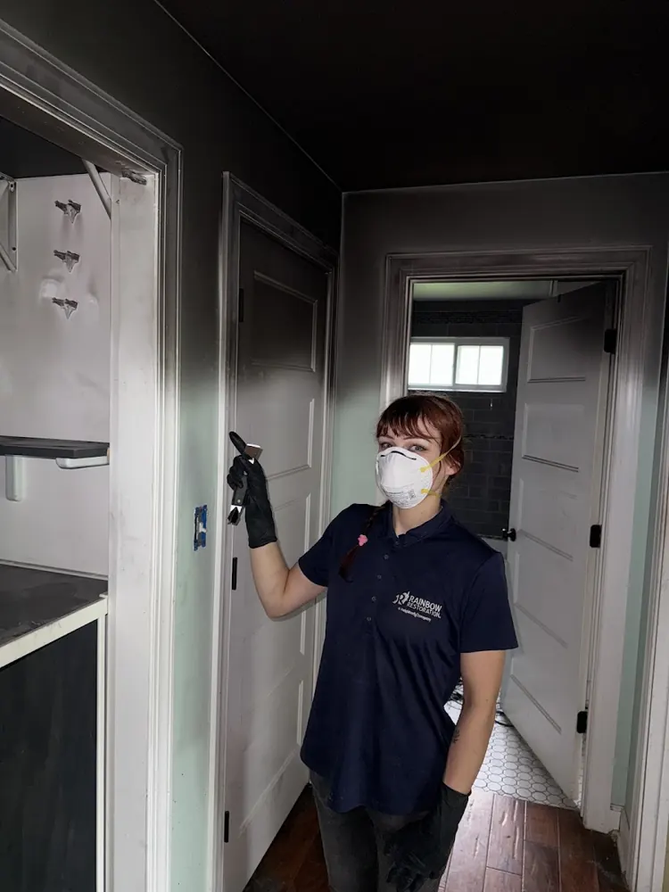Panther City Water & Fire Restoration technician in protective gear on a job in Fort Worth